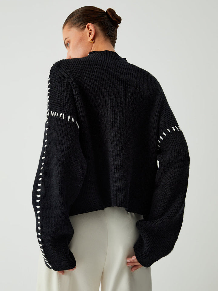 Oversized Mock Neck Women's Sweater – Soft Knit Design with Slight Stretch for Comfort and Style 3
