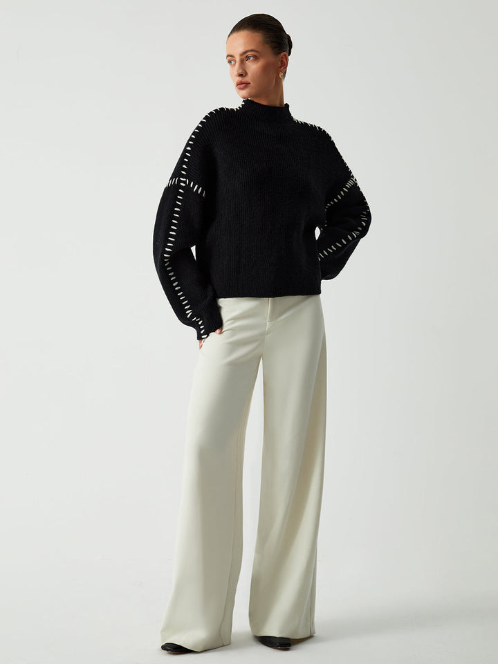 Oversized Mock Neck Women's Sweater – Soft Knit Design with Slight Stretch for Comfort and Style 4
