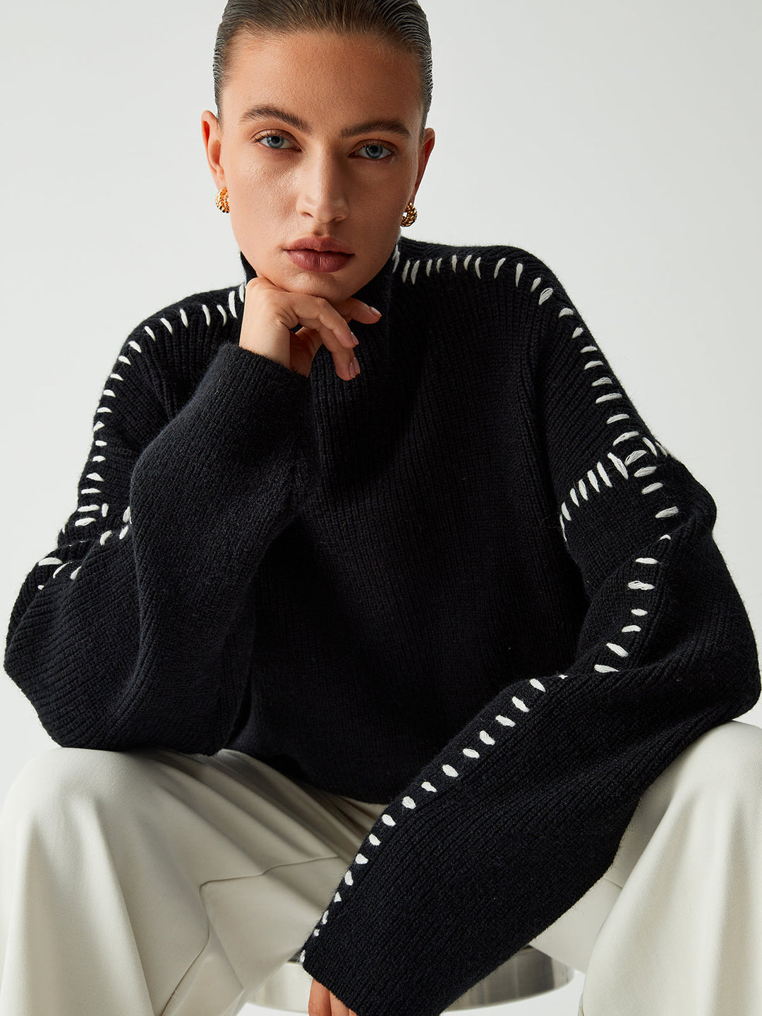 Oversized Mock Neck Women's Sweater – Soft Knit Design with Slight Stretch for Comfort and Style 5