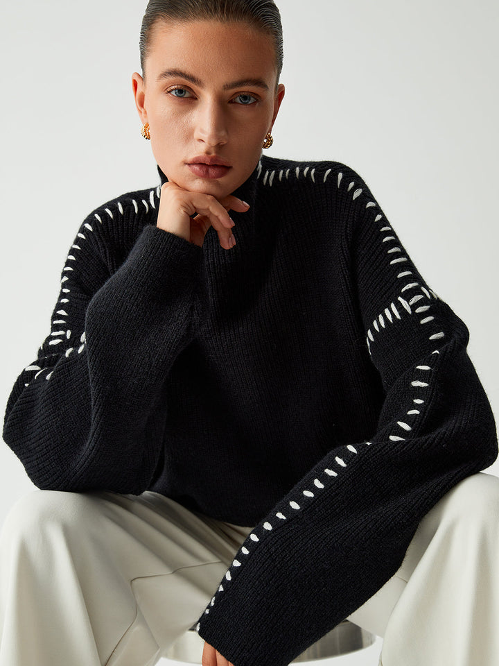 Oversized Mock Neck Women's Sweater – Soft Knit Design with Slight Stretch for Comfort and Style 5