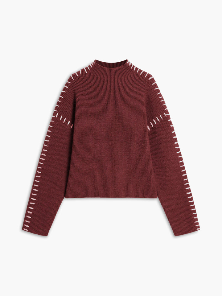 Oversized Mock Neck Women's Sweater – Soft Knit Design with Slight Stretch for Comfort and Style 9