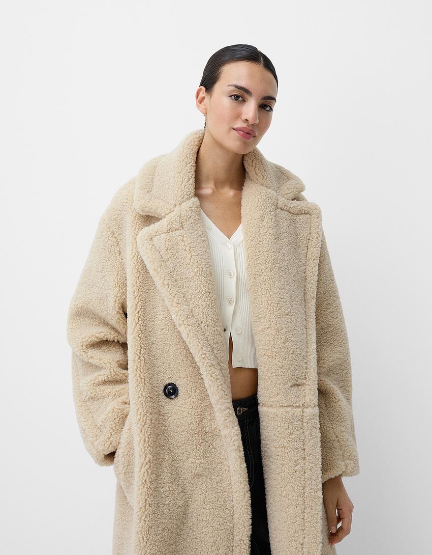 Oversized Women's Teddy Coat – Long Winter Jacket with Double-Breasted Design 1