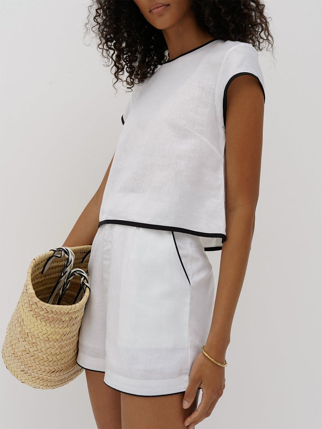 Pure Cotton Contrast Trim Shorts Set for Women - Comfortable Regular Fit Summer Outfit 2