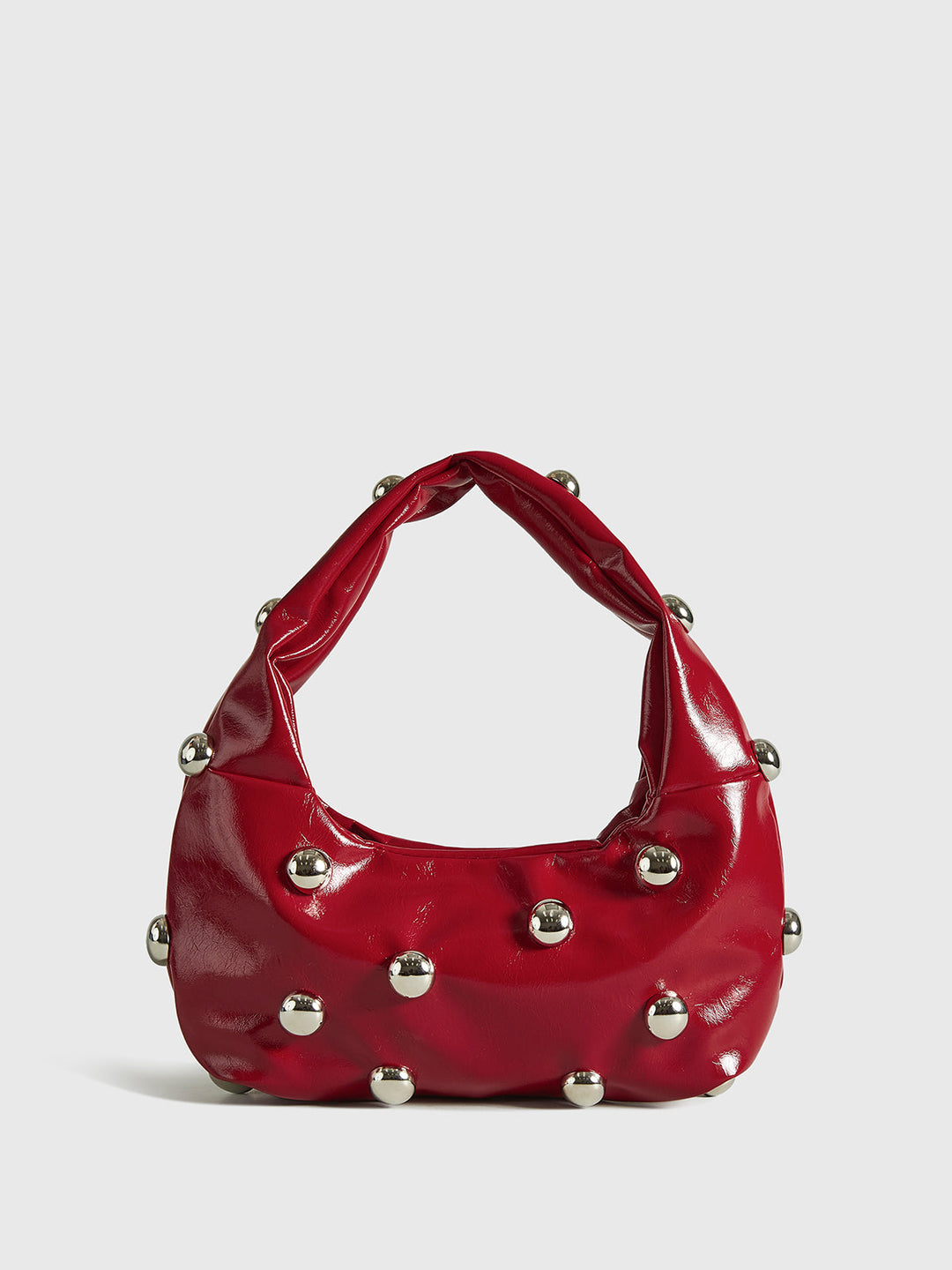 Rounded Studded Armpit Bag – Compact Design, 100% Polyurethane, Regular Fit, 11 Inches Long 0