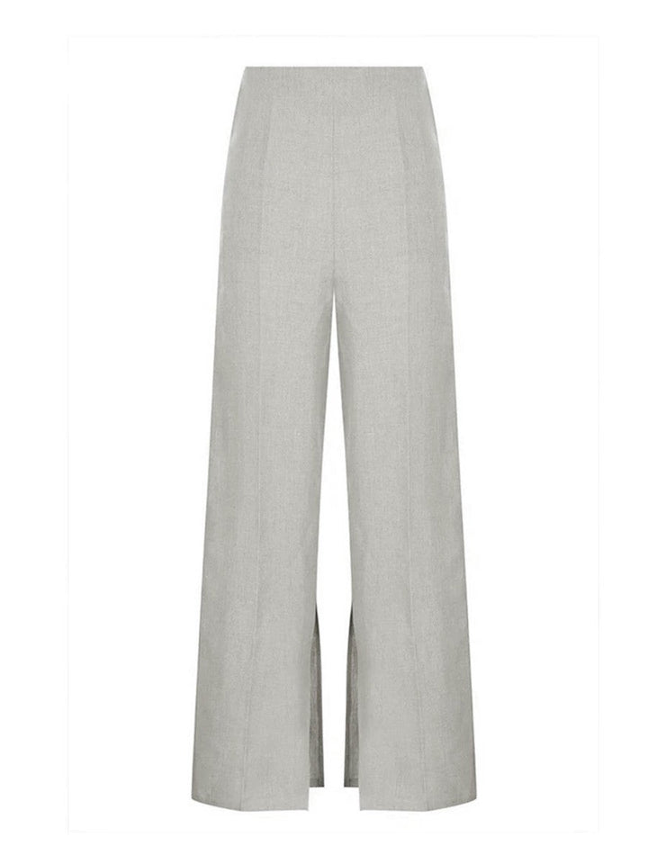Sleeveless Button Split Two Piece Pants Set – Comfortable Matching Top and Trousers Set in Woven Fabric with Slight Stretch 4