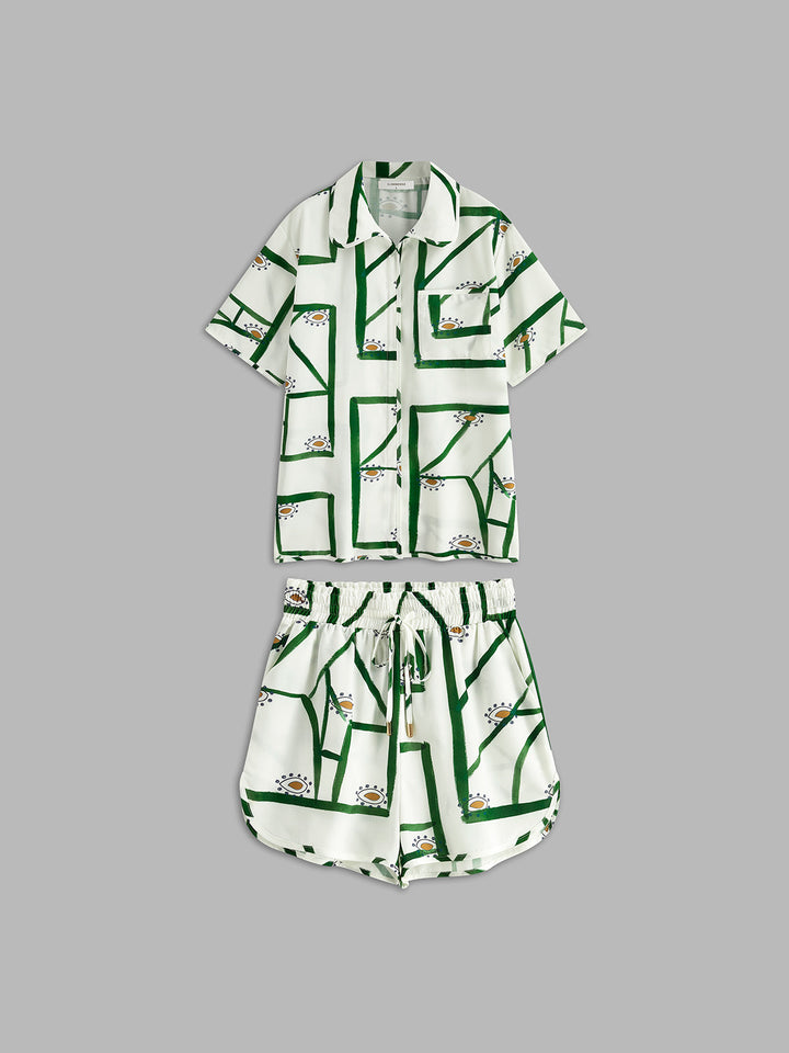Stylish Linen Shorts Set for Women - Lightweight Woven Fabric with Relaxed Fit and Drawstring Design 4