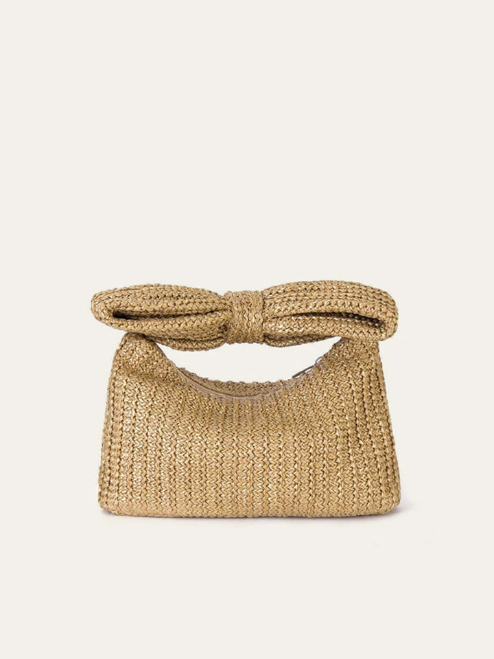 Stylish Straw Handbag with Bowknot Detail – Compact Design for Everyday Use, 24CM Length, Lightweight and Durable 2