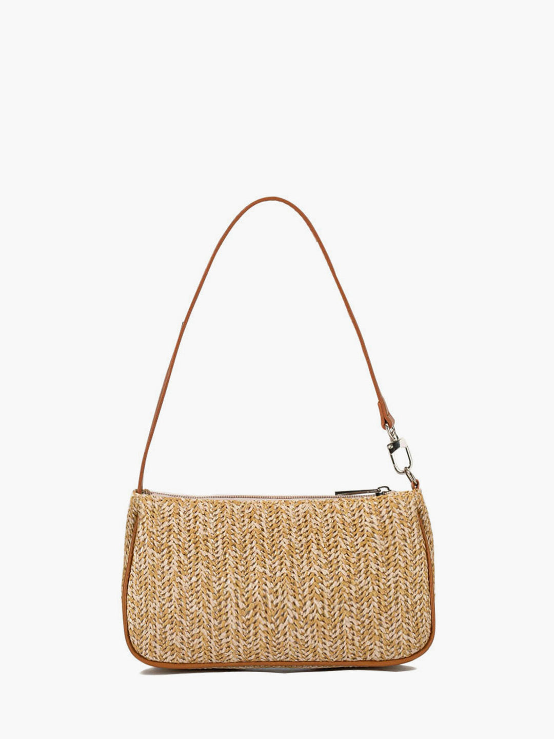 Stylish Straw Tote Bag with Polyurethane Accents – Lightweight Beach Bag for Leisure Activities 0