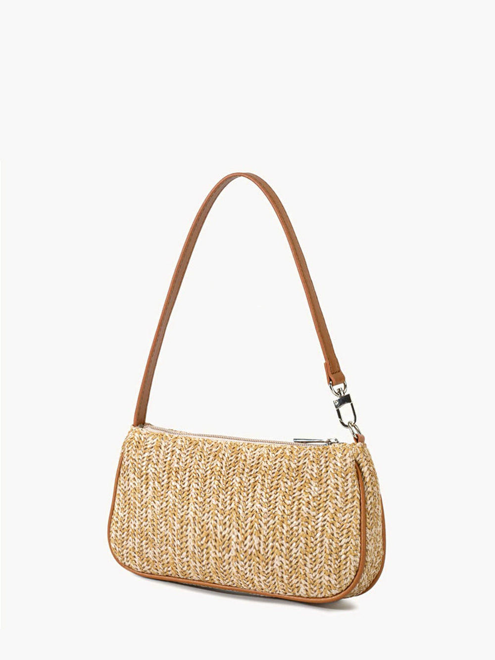 Stylish Straw Tote Bag with Polyurethane Accents – Lightweight Beach Bag for Leisure Activities 1