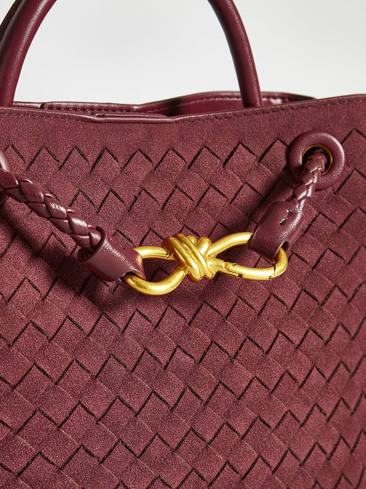 Suede Woven Tote Bag – Spacious 11.4-Inch Handbag for Everyday Style and Versatile Use 5
