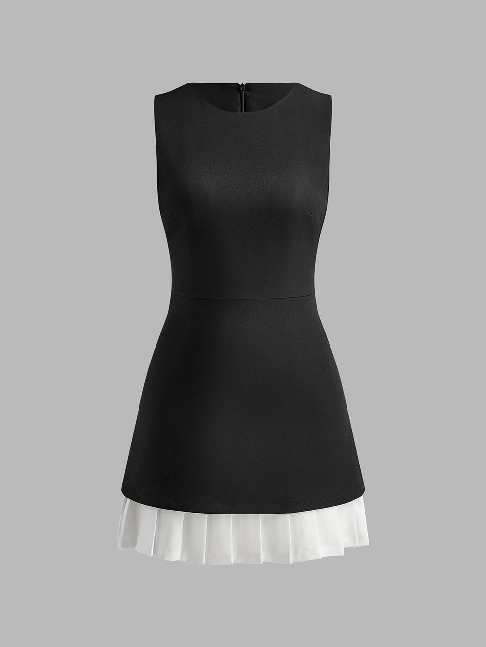 Two-Tone Sleeveless Pleated Short Dress for Women – Slim Fit Summer Cocktail Dress with Contrast Binding 1