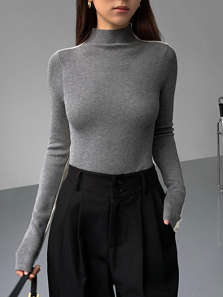 Two Tone Long Sleeve Knit Top for Women – Regular Fit, Medium Stretch, Soft and Breathable Fabric 12