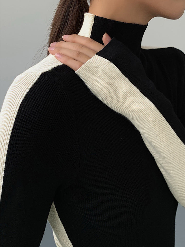 Two Tone Long Sleeve Knit Top for Women – Regular Fit, Medium Stretch, Soft and Breathable Fabric 2