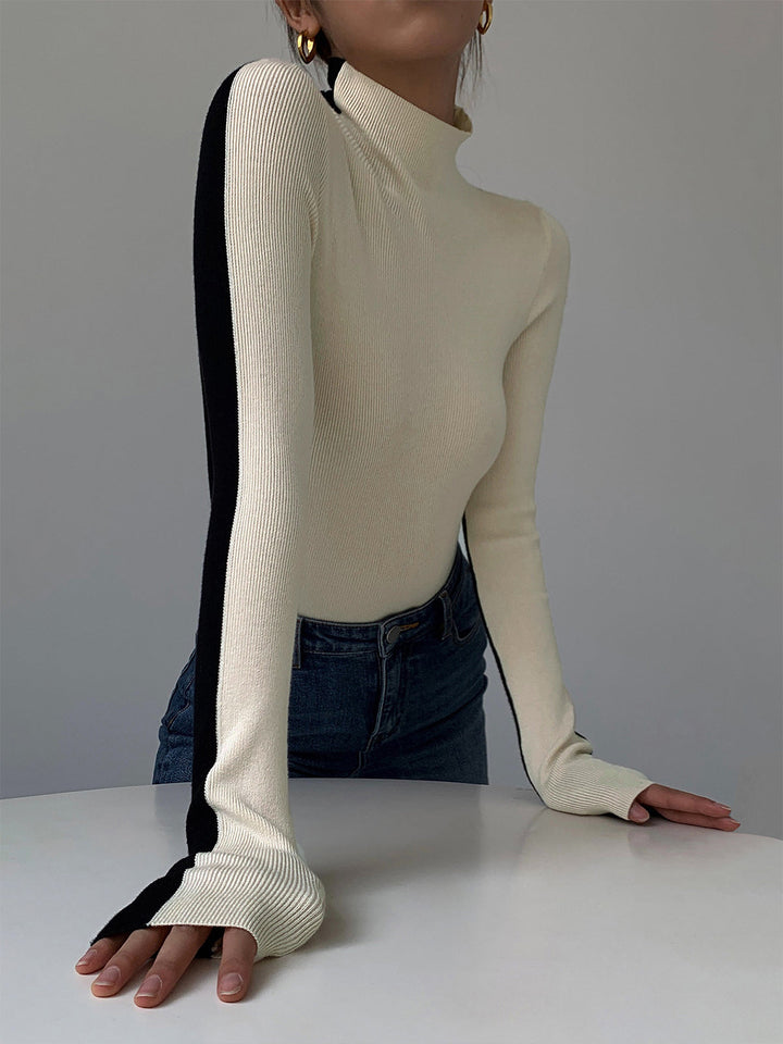 Two Tone Long Sleeve Knit Top for Women – Regular Fit, Medium Stretch, Soft and Breathable Fabric 4