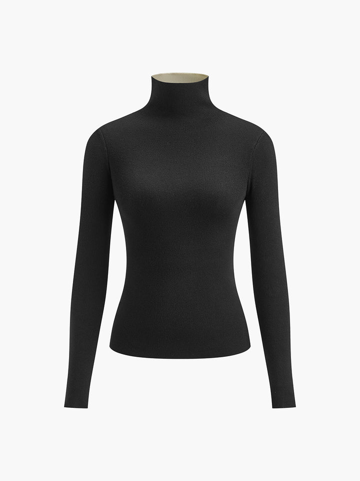 Two Tone Long Sleeve Knit Top for Women – Regular Fit, Medium Stretch, Soft and Breathable Fabric 5