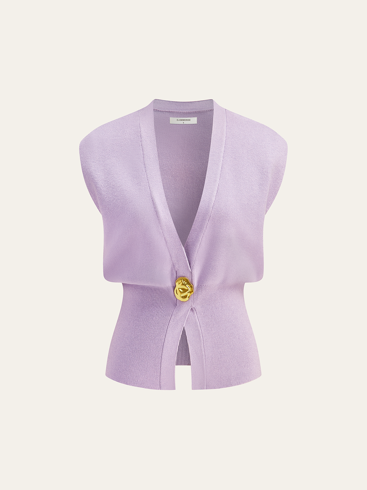 V-Neck Buttoned Sweater Vest for Women – Soft Knitted Vest with Stretch, Regular Fit Top, Perfect for Layering 12