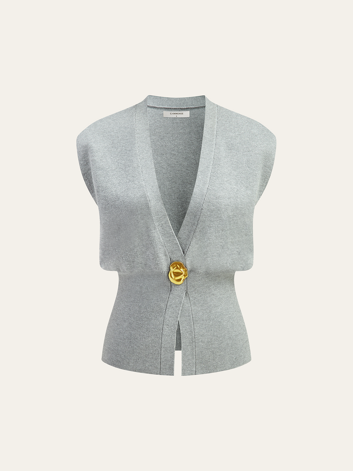 V-Neck Buttoned Sweater Vest for Women – Soft Knitted Vest with Stretch, Regular Fit Top, Perfect for Layering 15