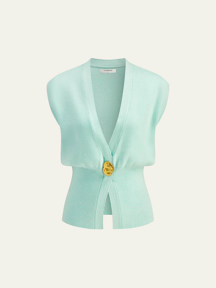 V-Neck Buttoned Sweater Vest for Women – Soft Knitted Vest with Stretch, Regular Fit Top, Perfect for Layering 16