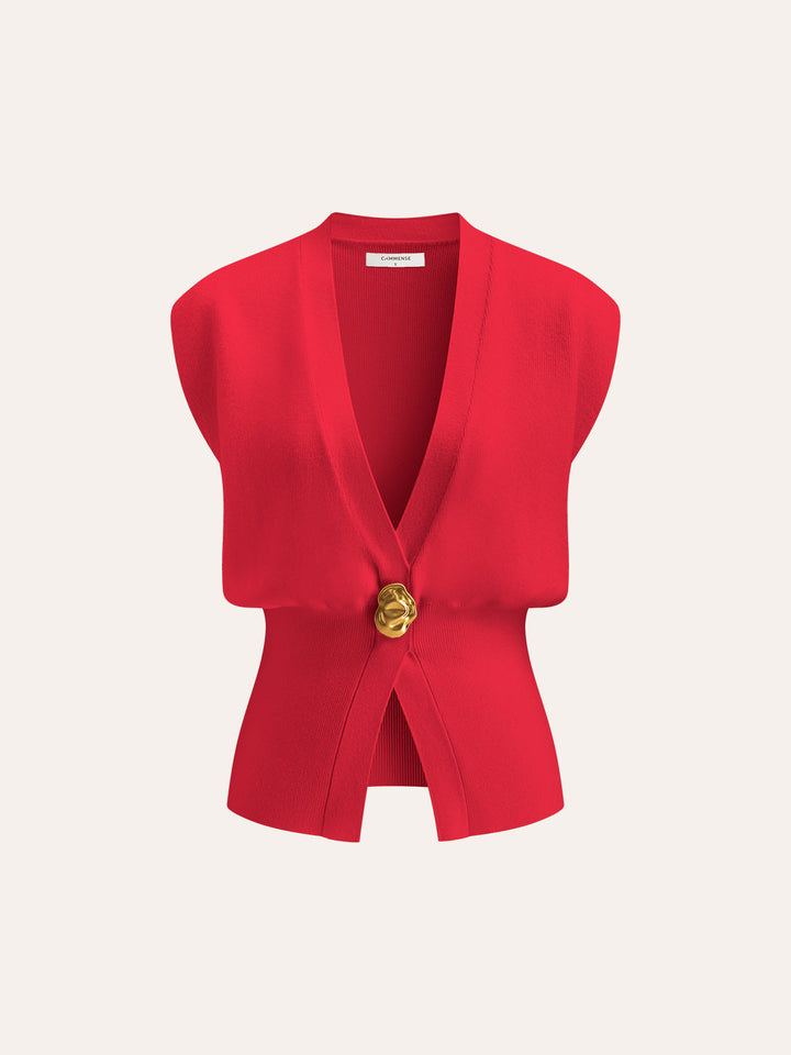 V-Neck Buttoned Sweater Vest for Women – Soft Knitted Vest with Stretch, Regular Fit Top, Perfect for Layering 17