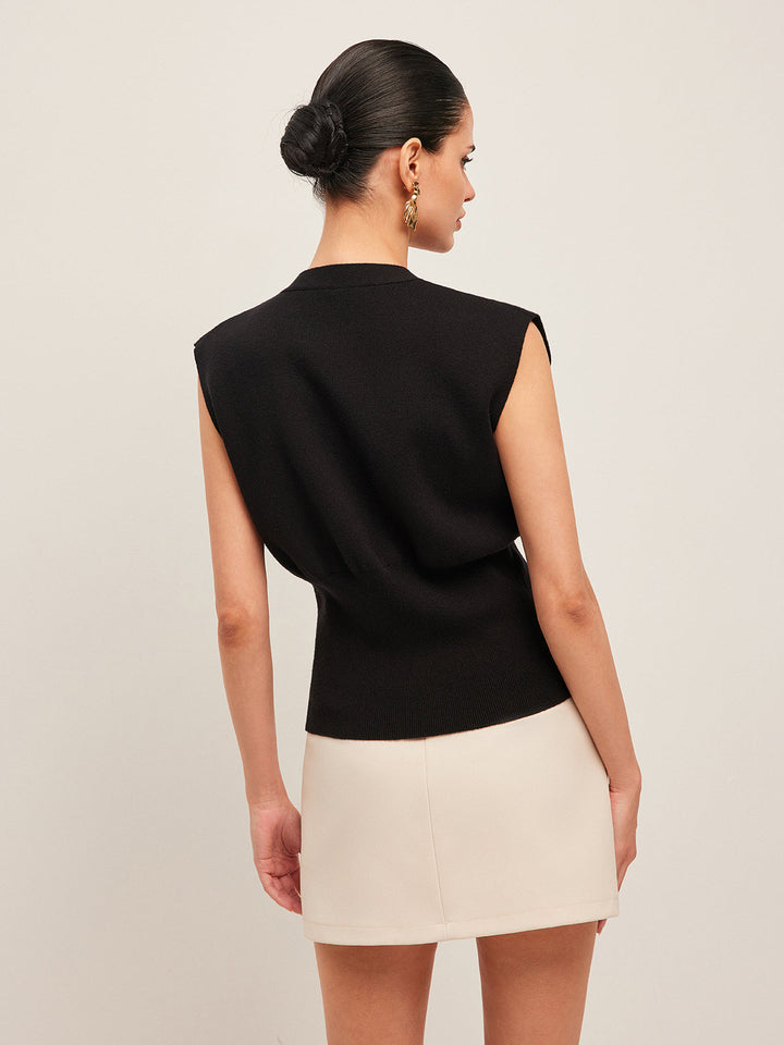V-Neck Buttoned Sweater Vest for Women – Soft Knitted Vest with Stretch, Regular Fit Top, Perfect for Layering 2