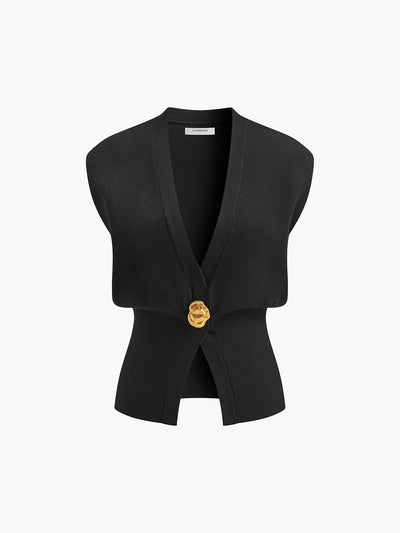 V-Neck Buttoned Sweater Vest for Women – Soft Knitted Vest with Stretch, Regular Fit Top, Perfect for Layering 6