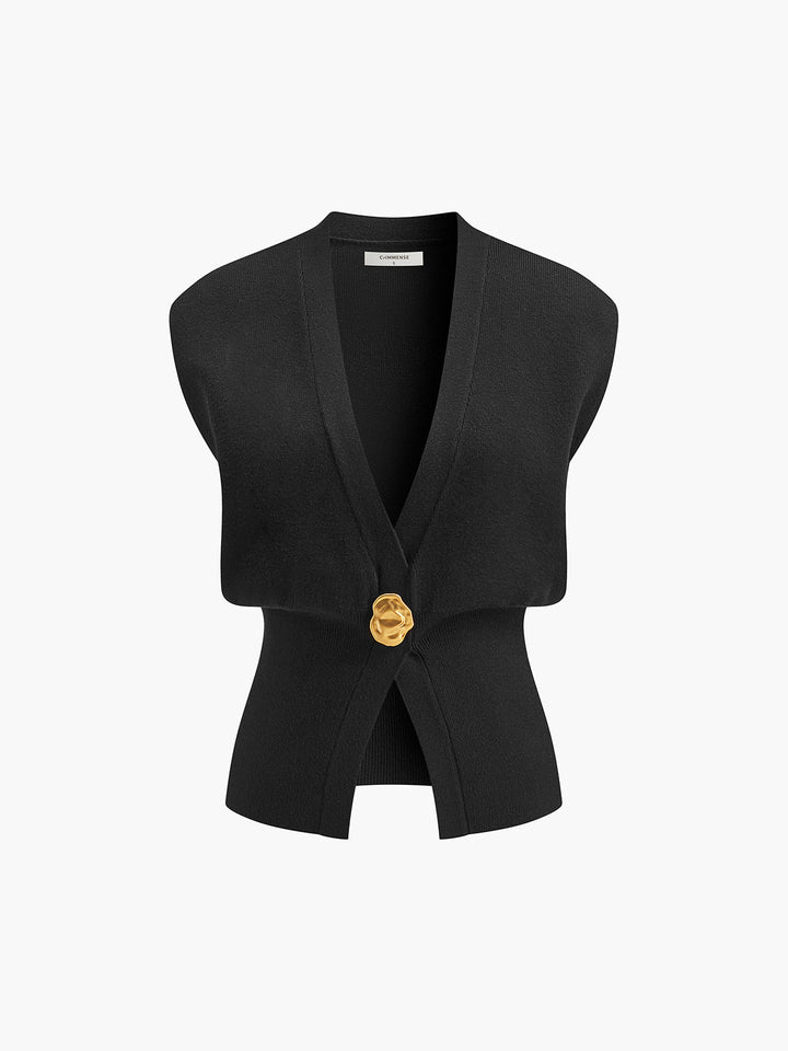 V-Neck Buttoned Sweater Vest for Women – Soft Knitted Vest with Stretch, Regular Fit Top, Perfect for Layering 6