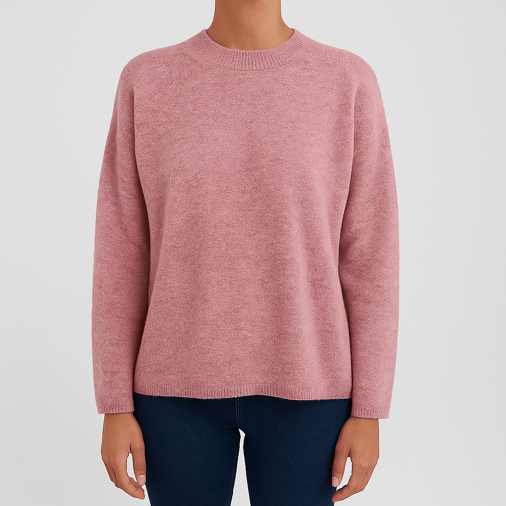Women's Cozy Round Neck Knit Jumper – Soft Fabric, Relaxed Fit for Everyday Wear, Multiple Colors Available 0