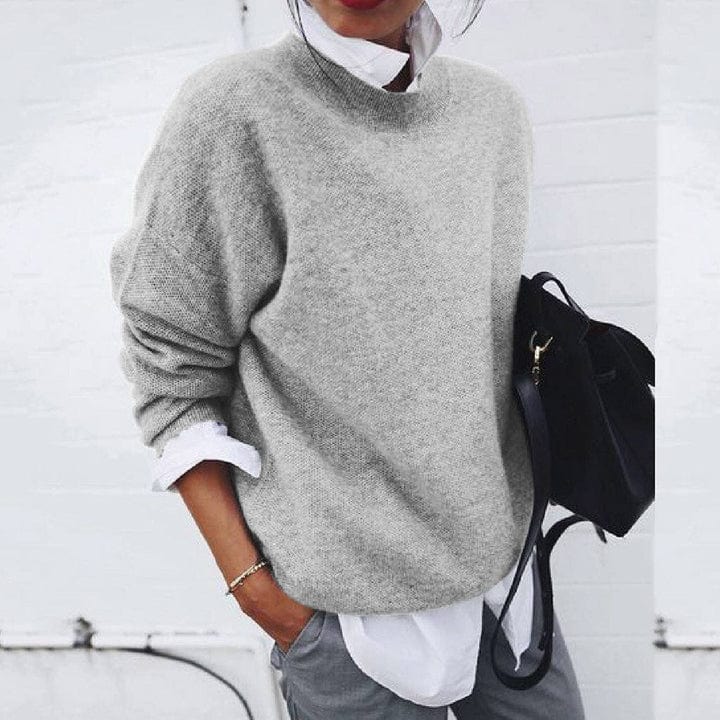 Women's Cozy Round Neck Knit Jumper – Soft Fabric, Relaxed Fit for Everyday Wear, Multiple Colors Available 2