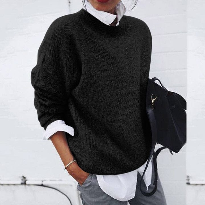 Women's Cozy Round Neck Knit Jumper – Soft Fabric, Relaxed Fit for Everyday Wear, Multiple Colors Available 3