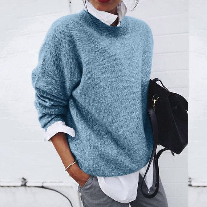Women's Cozy Round Neck Knit Jumper – Soft Fabric, Relaxed Fit for Everyday Wear, Multiple Colors Available 4