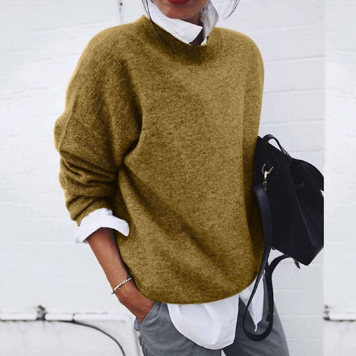 Women's Cozy Round Neck Knit Jumper – Soft Fabric, Relaxed Fit for Everyday Wear, Multiple Colors Available 5