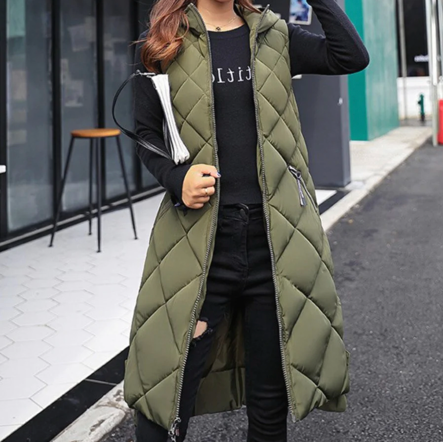 Women's Long Hooded Winter Vest – Casual Feminine Style, Soft Material, Perfect for Autumn and Winter 1