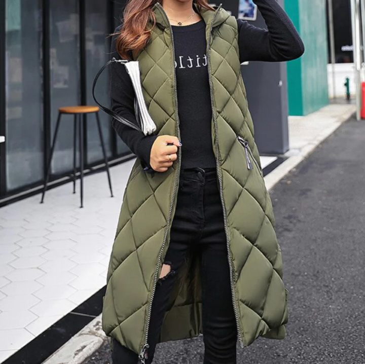 Women's Long Hooded Winter Vest – Casual Feminine Style, Soft Material, Perfect for Autumn and Winter 1