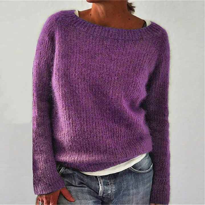 Women's Loose Fit Knit Sweater with Boat Neck and Long Sleeves – Cozy Casual Jumper in Soft Knit Fabric 2