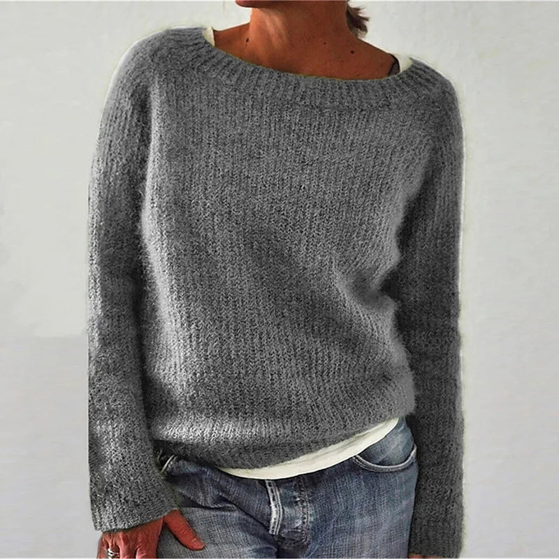 Women's Loose Fit Knit Sweater with Boat Neck and Long Sleeves – Cozy Casual Jumper in Soft Knit Fabric 4