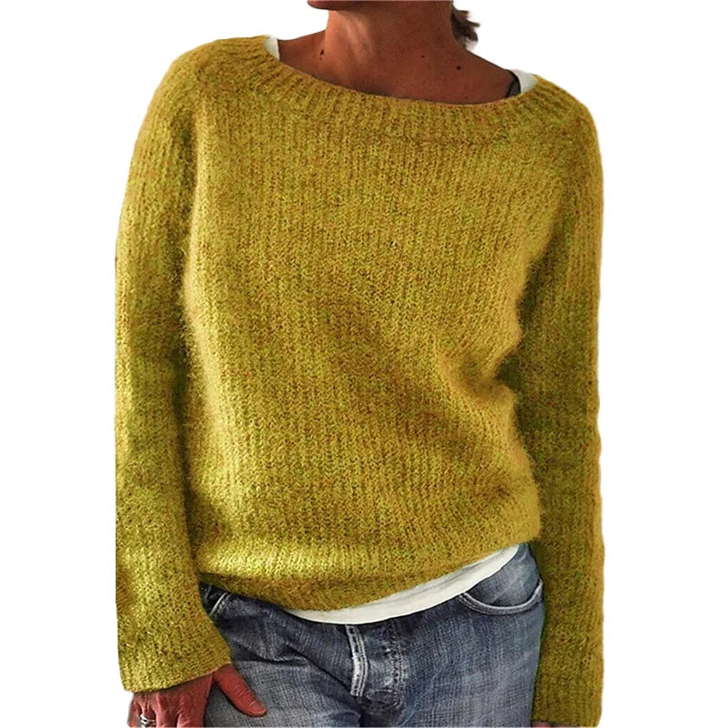 Women's Loose Fit Knit Sweater with Boat Neck and Long Sleeves – Cozy Casual Jumper in Soft Knit Fabric 5