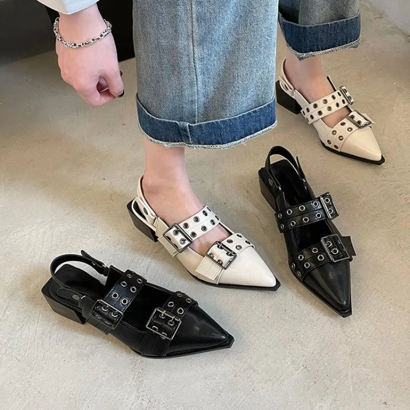 Women's Mary Jane Shoes Black Size 8 Leather Retro Chunky Heel 0