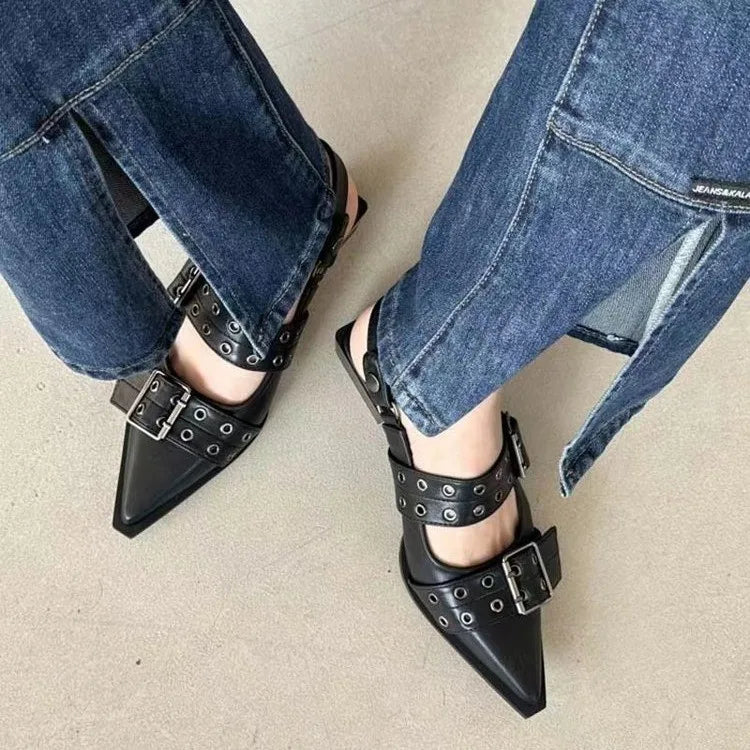 Women's Mary Jane Shoes Black Size 8 Leather Retro Chunky Heel 4