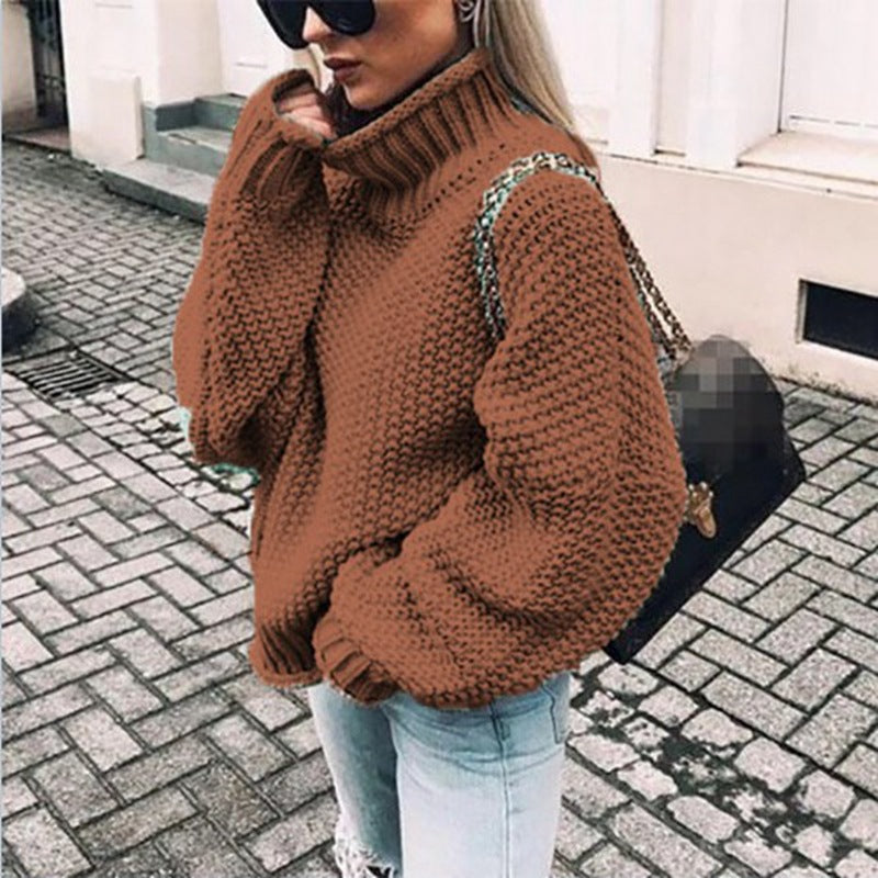 Women's Oversized Chunky Knit Turtleneck Sweater for Warmth and Comfort - Cozy Acrylic Blend Jumper 10