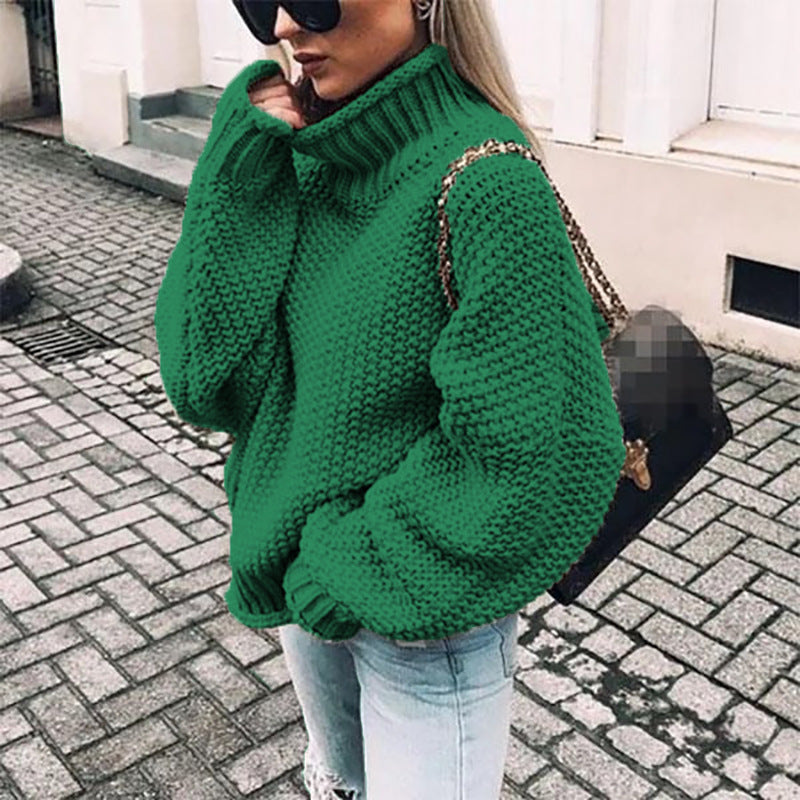 Women's Oversized Chunky Knit Turtleneck Sweater for Warmth and Comfort - Cozy Acrylic Blend Jumper 4