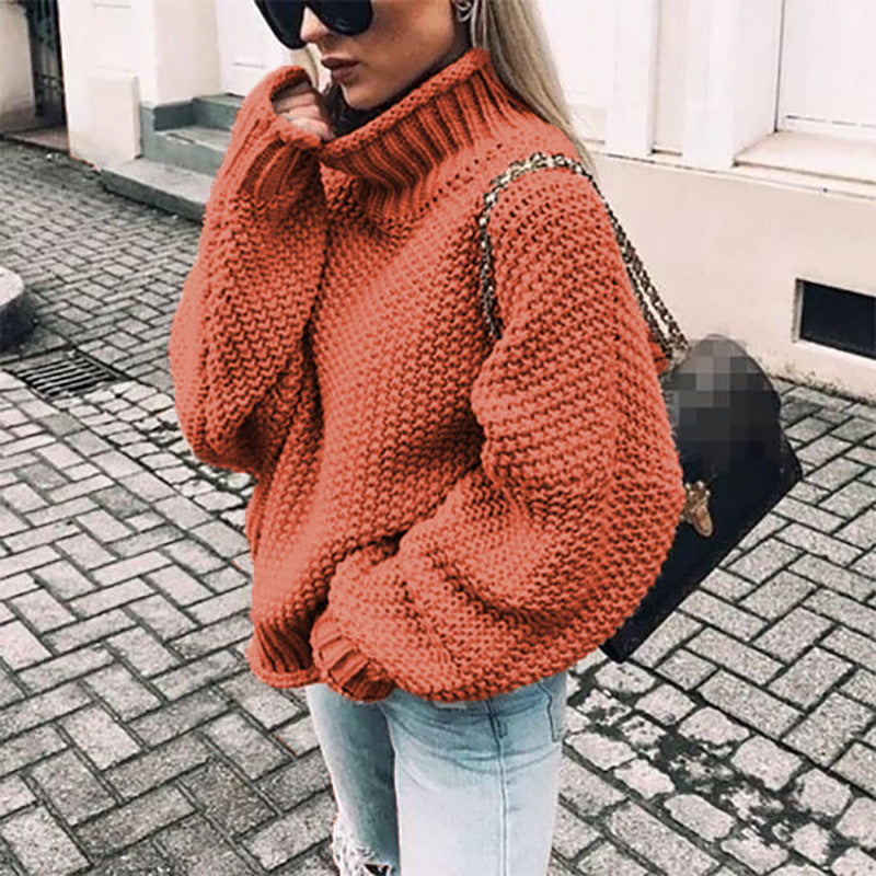 Women's Oversized Chunky Knit Turtleneck Sweater for Warmth and Comfort - Cozy Acrylic Blend Jumper 5