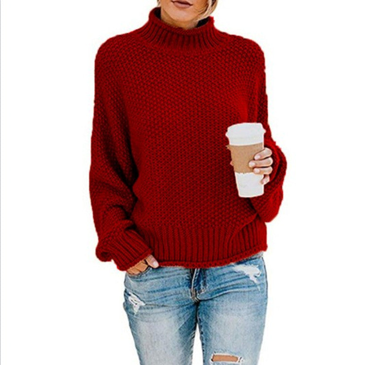 Women's Oversized Chunky Knit Turtleneck Sweater for Warmth and Comfort - Cozy Acrylic Blend Jumper 9