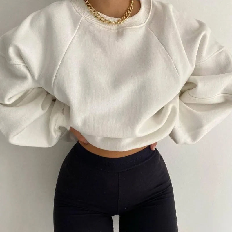 Women's Oversized Jumper with Balloon Sleeves and Round Neck – Casual Loose Fit Knit Top for Everyday Wear 2