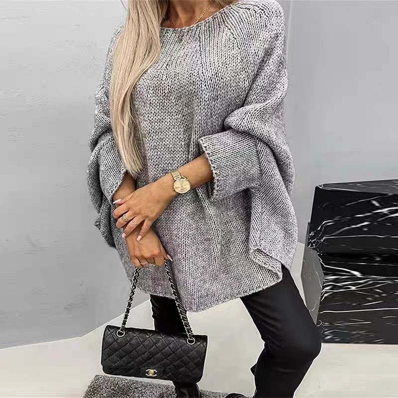 Women's Oversized Knit Sweater with Batwing Sleeves – Relaxed Fit Jumper for Everyday Comfort 2