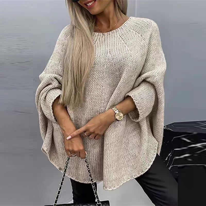 Women's Oversized Knit Sweater with Batwing Sleeves – Relaxed Fit Jumper for Everyday Comfort 3
