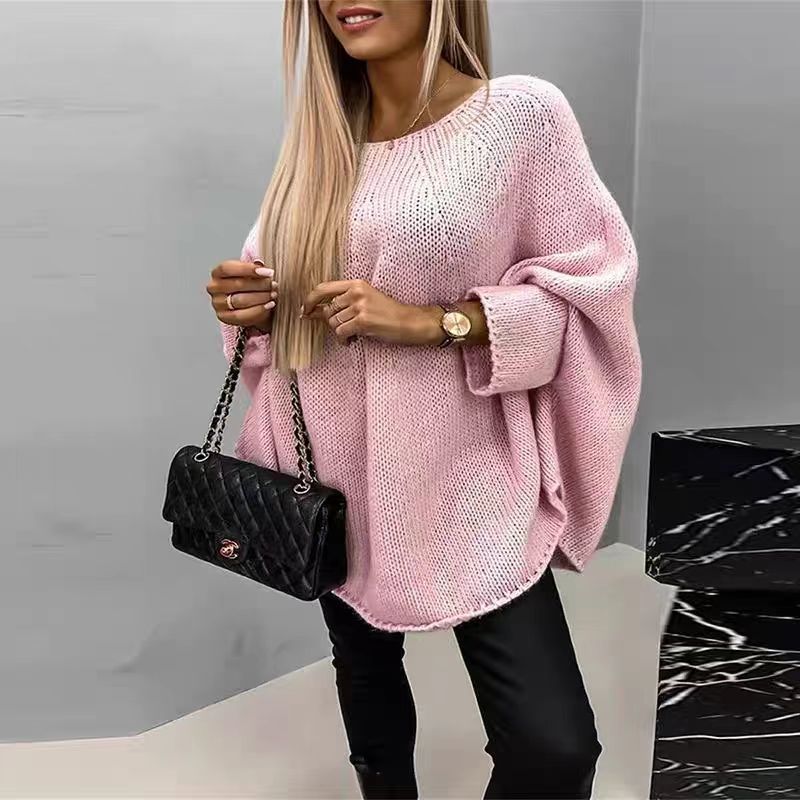 Women's Oversized Knit Sweater with Batwing Sleeves – Relaxed Fit Jumper for Everyday Comfort 4