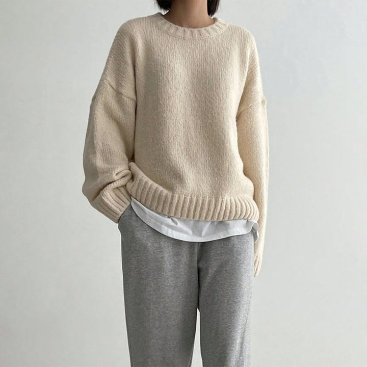 Women's Oversized Sweater with Crew Neck and Ribbed Trim – Cozy Knit Jumper for Casual Style 2