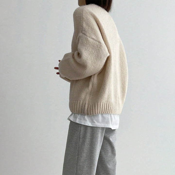 Women's Oversized Sweater with Crew Neck and Ribbed Trim – Cozy Knit Jumper for Casual Style 3