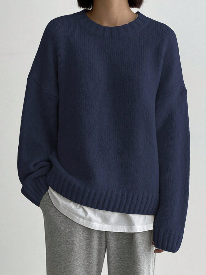 Women's Oversized Sweater with Crew Neck and Ribbed Trim – Cozy Knit Jumper for Casual Style 4