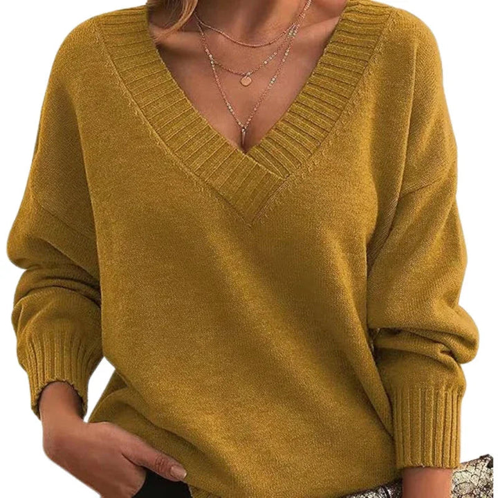 Women's Relaxed Fit V-Neck Sweater - Soft Textured Knit Jumper for Everyday Wear 11
